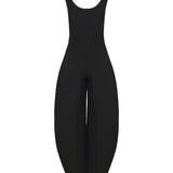 Round crepe wool jumpsuit