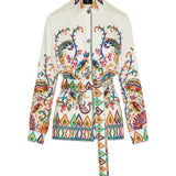 Paisley‑print belted jacket