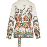 Paisley‑print belted jacket