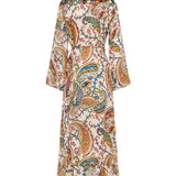Asymmetric paisley‑print midi dress