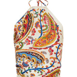 Paisley‑print silk‑twill top