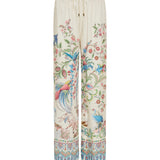 Printed satin wide‑leg trousers