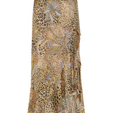 Silk printed wrap skirt