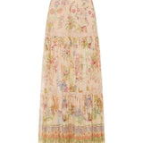 Floral printed silk maxi skirt