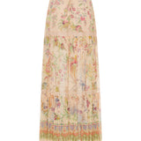 Floral printed silk maxi skirt