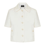 Wool‑blend trimmed linen jacket