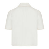 Wool‑blend trimmed linen jacket