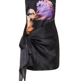 David Koma Front-tie strapless silk mini dress
