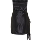 David Koma Front-tie strapless silk mini dress