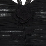 David Koma Ruched floral-embellished mini dress