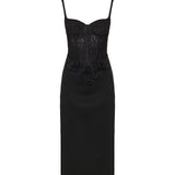 David Koma Floral embroidered contrast dress