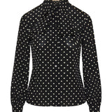 Bow-detail polka-dots silk shirt