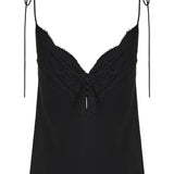 Floral lace‑trimmed silk crepe de chine camisole
