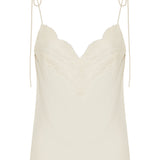 Floral lace‑trimmed silk crepe de chine camisole