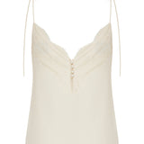 Floral lace‑trimmed silk crepe de chine camisole