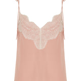 Floral lace‑trimmed silk crepe de chine camisole