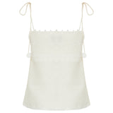 Lace-trim linen camisole top
