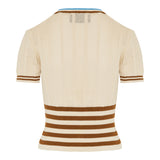 Open-knit striped cotton cardigan