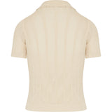 Pointelle knit cotton polo shirt