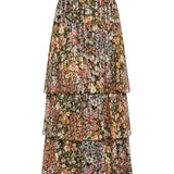 Pleated floral midi skirt