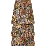 Pleated floral midi skirt