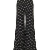 Polka-dot flared trousers