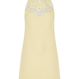 Embroidered crêpe couture short dress