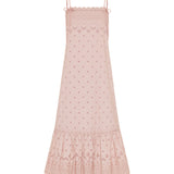 Broderie anglaise cotton midi dress with silk trim