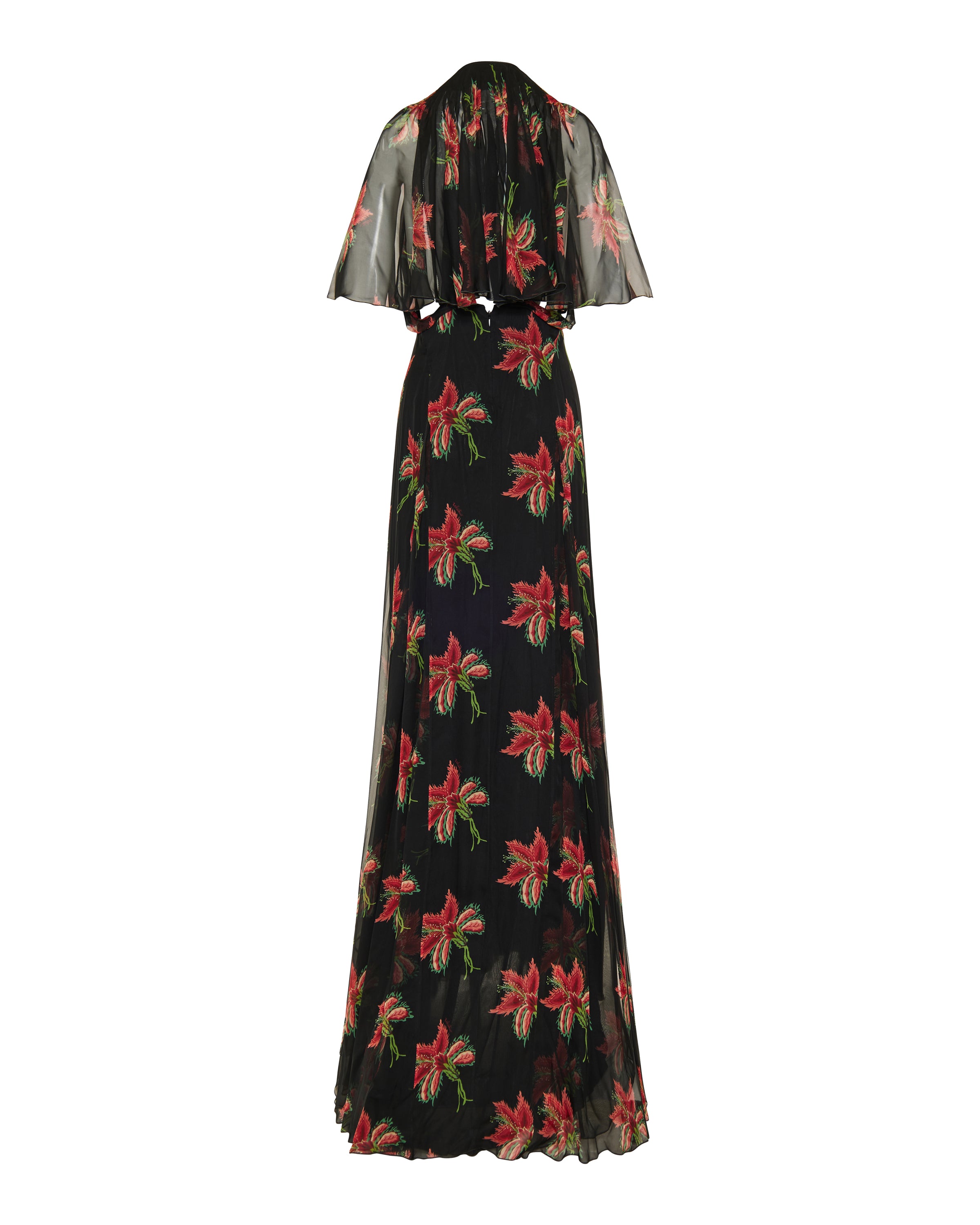 valentino cape dress Valentino Garavani Floral silk chiffon cape gown – Luisa World