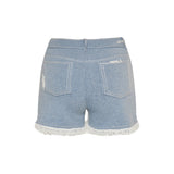 Cashmere denim fringed shorts
