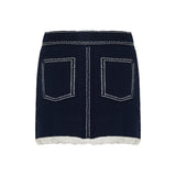 Cotton and cashmere denim‑effect mini skirt