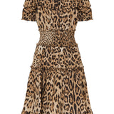 Leopard print poplin short dress