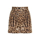 Leopard print poplin shorts