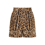Leopard print poplin shorts
