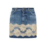 Dolce & Gabbana Denim mini skirt with lace detailing