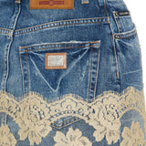 Dolce & Gabbana Denim mini skirt with lace detailing
