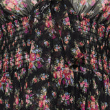 Small flower bouquets print chiffon dress