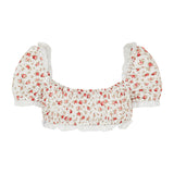 Rose print poplin top