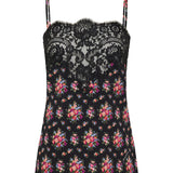 Flower bouquets print charmeuse top