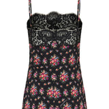 Flower bouquets print charmeuse top