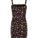 Floral print draped charmeuse dress