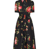 Rose bouquet print midi dress