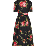 Rose bouquet print midi dress