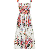 Flower bouquet print cotton dress