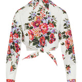 Floral cropped cotton shirt