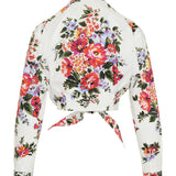 Floral cropped cotton shirt
