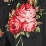 Rose-bouquet print vanity twill trousers