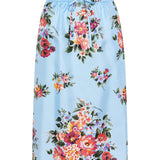 Floral print silk twill midi skirt