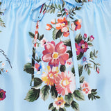 Floral print silk twill midi skirt