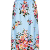 Floral print silk twill midi skirt